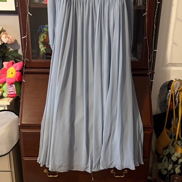 Elegant Azazie Blue Long Sleeve Princess Wedding Bridesmaid Dress - Picture 2 of 8